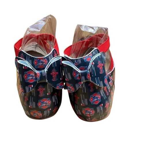 Monkey Feet Black Leather Firefighter Printed Strappy Ballet Flats Size 41 NEW - Picture 3 of 8